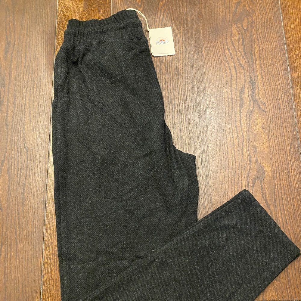 NWT Faherty Brand Legend Sweater Jogger Pants Size Small Heathered Black Twill